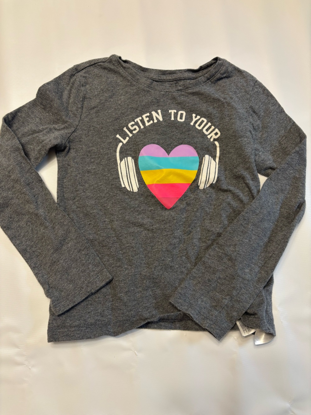 GAP Dark Gray Pullover Hoodie with Colorful Striped Heart